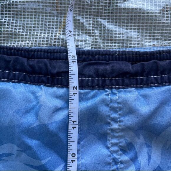 Men's Y2K Blue Board Shorts - Dragon & Floral Design Wrap Around Print SZ Small - Picture 4 of 7